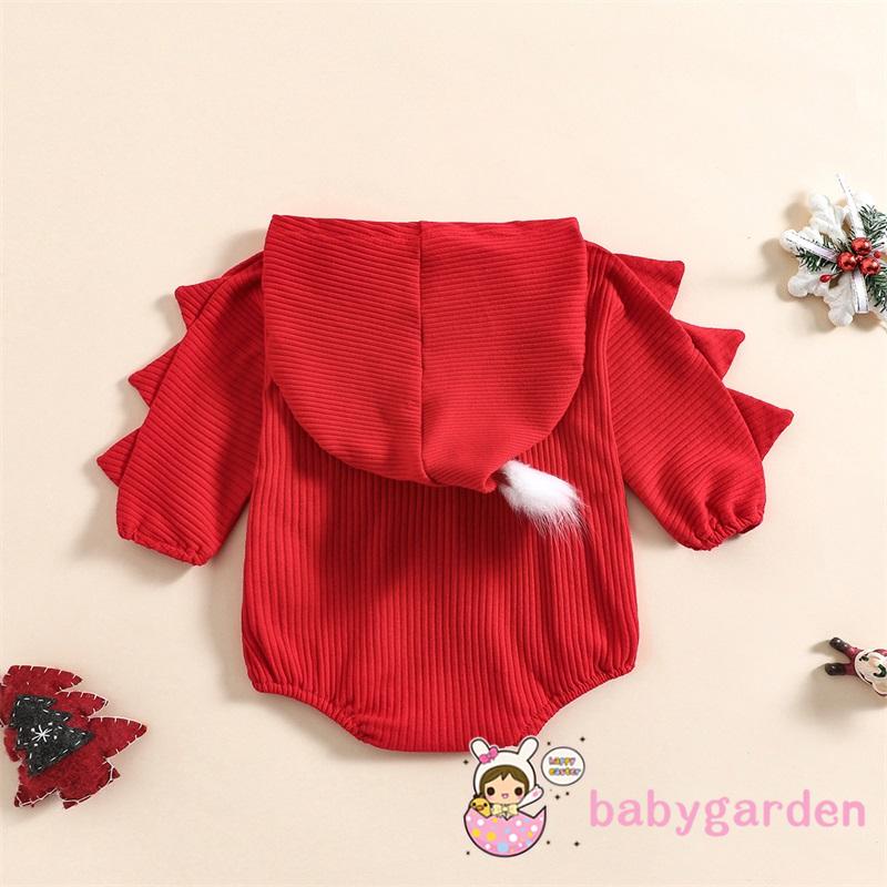 Bộ Áo Liền Quần Tay Dài Có Nón In Hình Cây Thông Giáng Sinh Dành Cho Trẻ Em 0-24 Tháng Tuổi