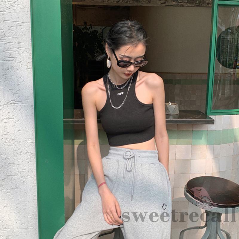Áo thun nữ không tay cổ tròn in chữ