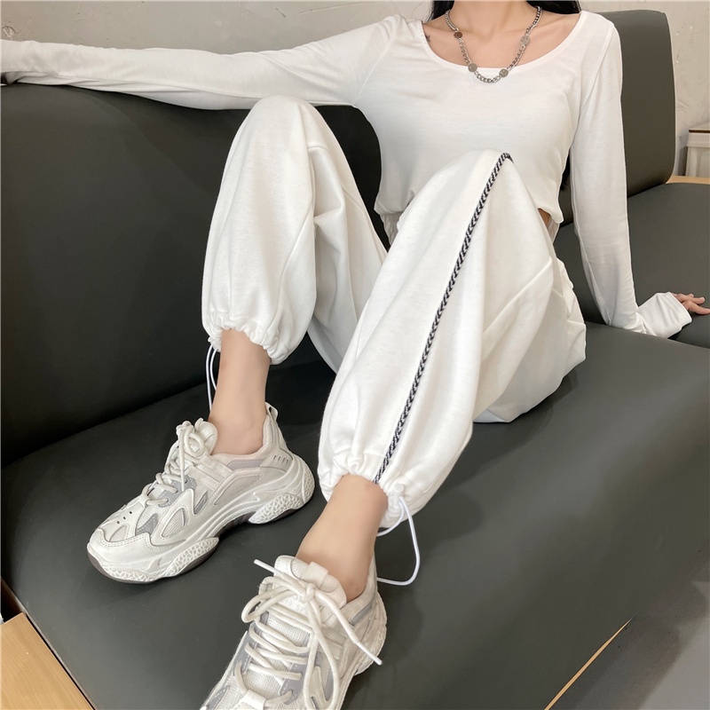 Quần thể thao SUXI lưng cao ống rộng phong cách Hàn Quốc thời trang mới dành cho nữ