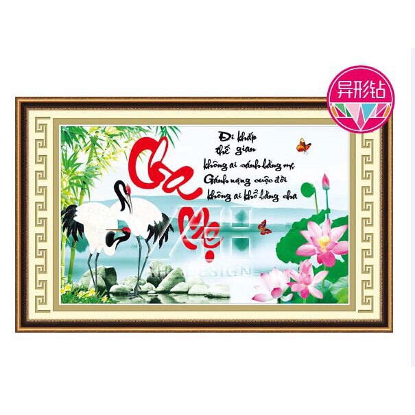 Tranh đính đá CHA MẸ 77505 (76x50cm) chưa đính