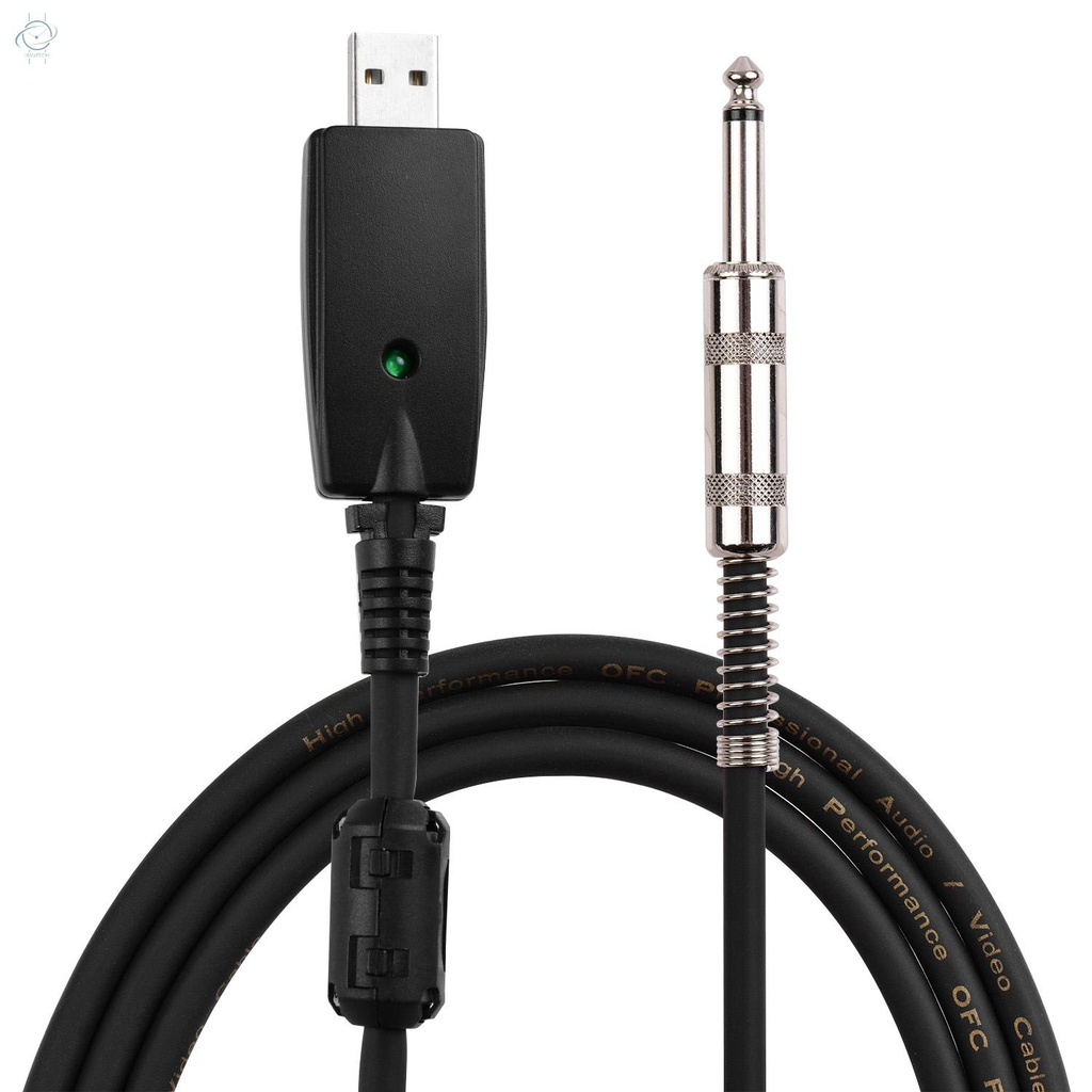 Dây Cáp Chuyển Đổi Usb Sang Jack Cắm 6.35mm (1 / 4inch) Cho Đàn Guitar Điện Sang Pc 44.1 Khz Và 48 Khz