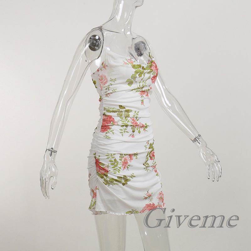 Đầm Hai Dây Dáng Ôm Phối Lưới Họa Tiết Hoa Phong Cách Vintage Thời Trang Mùa Hè Cho Nữ