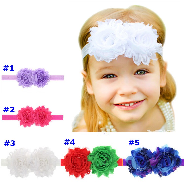 Băng đô 2 bông hoa vải bé gái