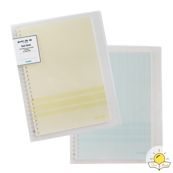 Sổ còng nhựa Klong binder B5 40 tờ Caro/Dotgird kèm 5 tab phân trang thay refill giấy