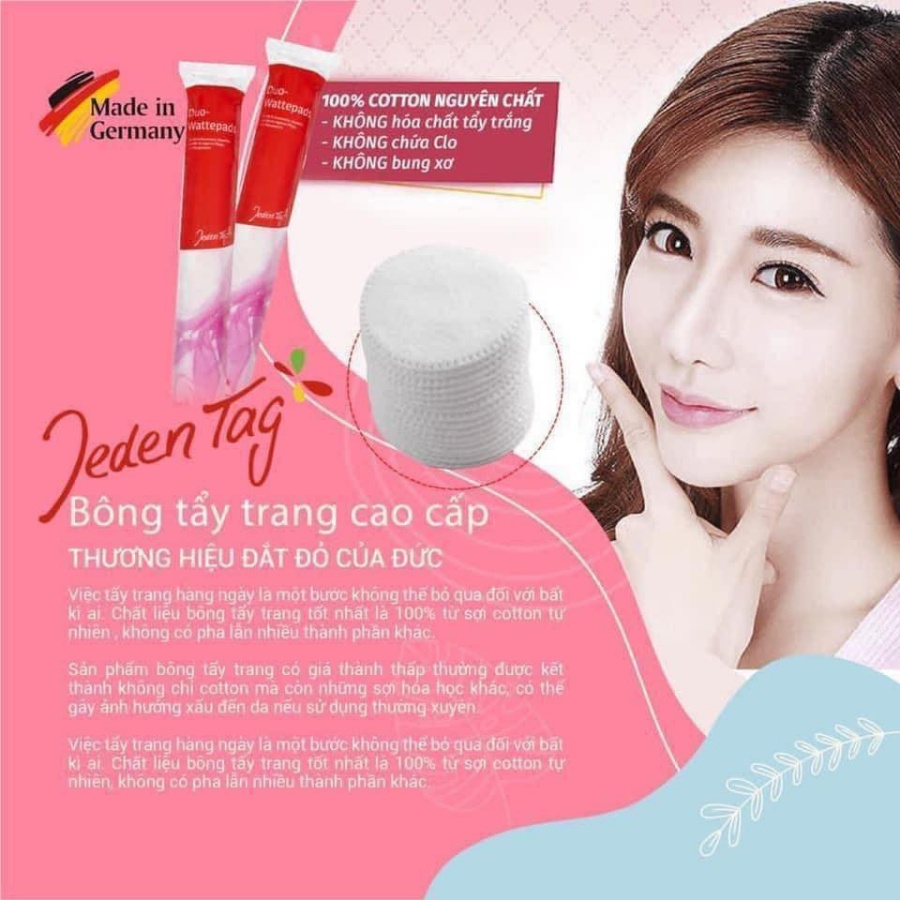 Bông tẩy trang  Duo Wattepads 140 Miếng hàng Đức nhập khẩu chính hãng 100%