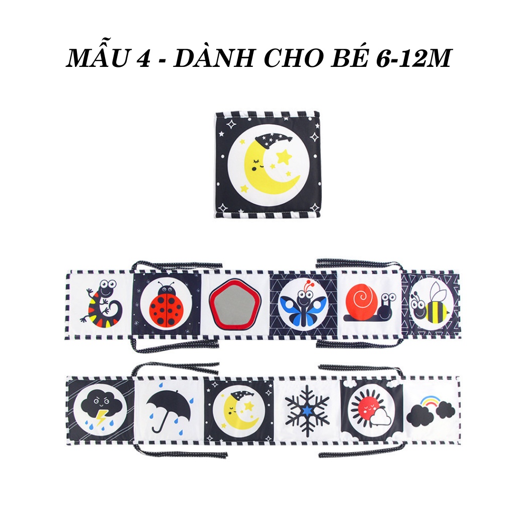 Sách Vải Kiêm Quây Cũi Kích Thích Thị Giác Đen Trắng Và Màu Sắc Đồ Chơi Giáo Dục Sớm Cho Bé Sơ Sinh SV60