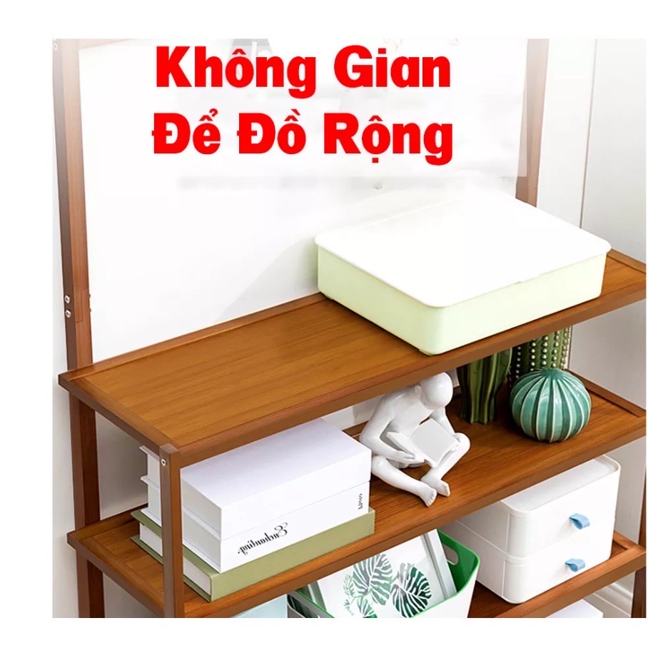 Kệ Giày Dép Kết Hợp Chỗ Treo Đồ Đa Năng Tiện Lợi ,Giá Kệ Chữ L 4 Tầng Gỗ Tre Phong Cách Hiện Đại