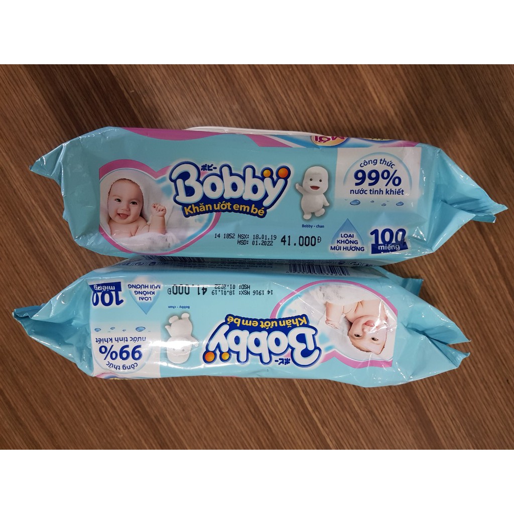 COMBO 2 Gói Khăn Ướt Bobby Care 100 Tờ ( CÓ MÙI -  KHÔNG MÙI )