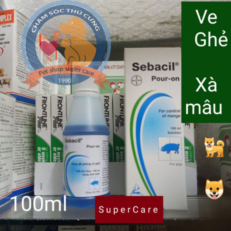 SEBACIL 100ml - Bôi Sống Lưng Chủ Tri Ve Ghẻ Nặng Heo & Chó