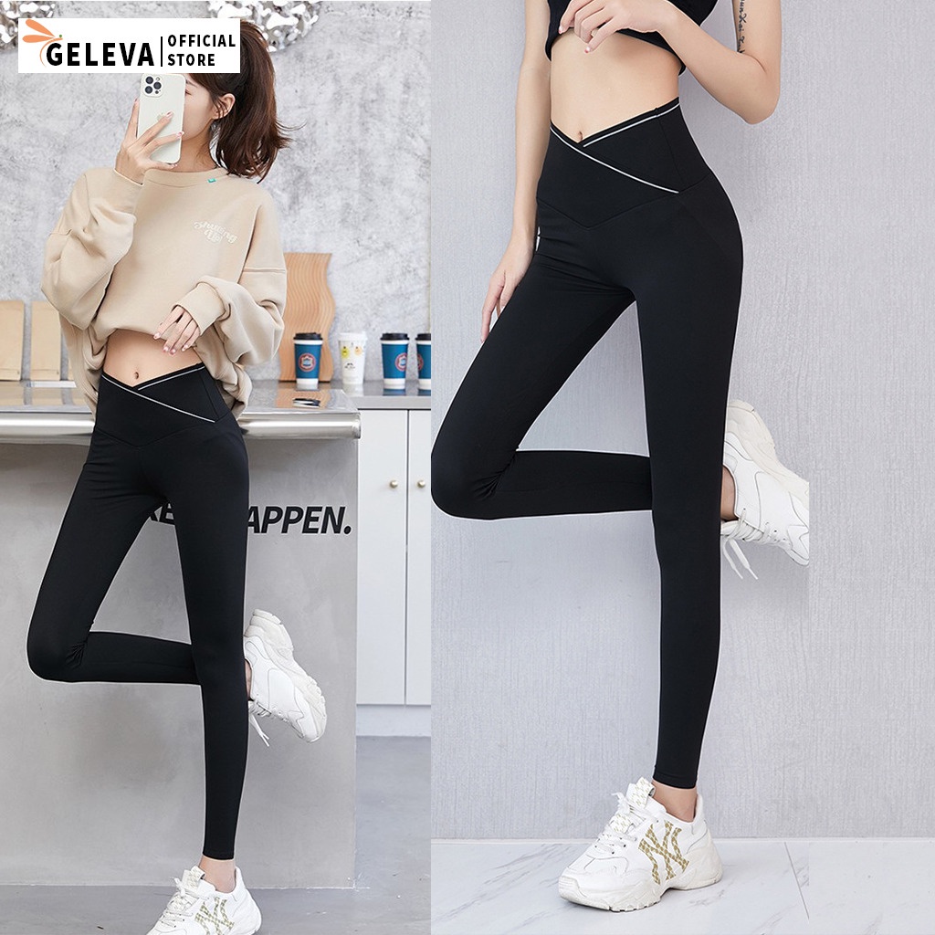 Quần legging nữ dài  gen bụng lưng cạp cao vải thun cotton ôm bó, Quần tregging dài nữ tập gym nâng mông mẫu mới 2022