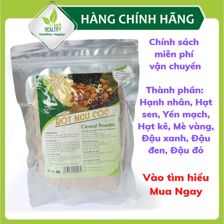 Bột dinh dưỡng Viet Healthy 500gr - Thành Phần: Hạnh nhân, Hạt sen, Yến mạch, Hạt kê, Mè vàng..