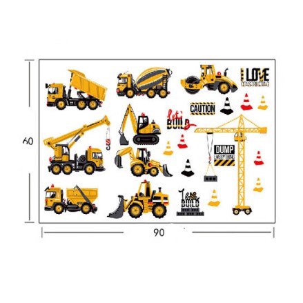 Decal trang trí tường phương tiện Xây dựng Vàng