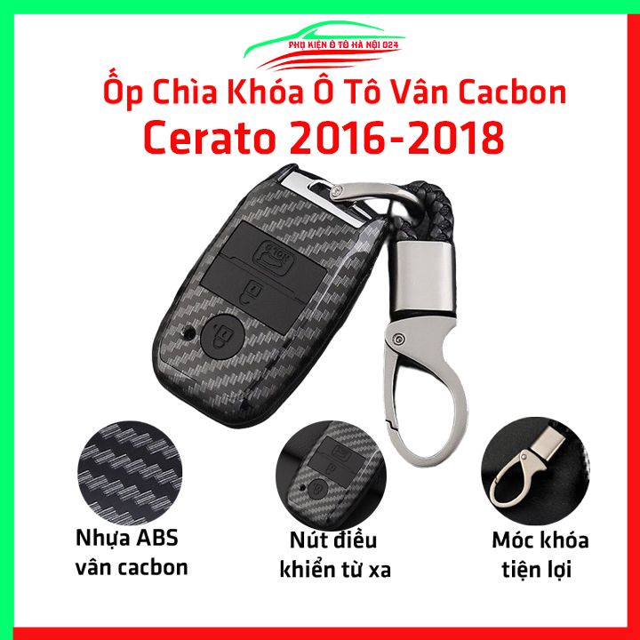 Ốp khóa cacbon Cerato 2016-2018 kèm móc khóa