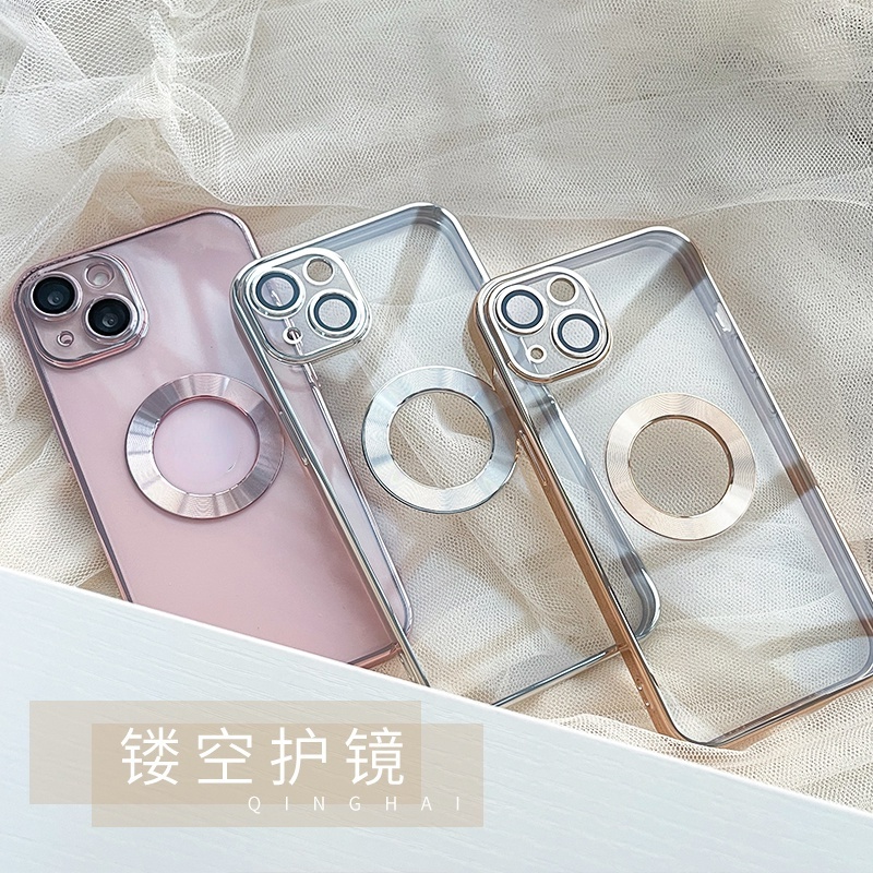 Ốp Điện Thoại iPhone 14 13 Pro max case ốp lưng điện thoại iphone 14 promax 14 plus Mềm Trong Suốt Chống Sốc Mạ Logo Sang Trọng Có Nắp Bảo Vệ Ống Kính Máy Ảnh Cho