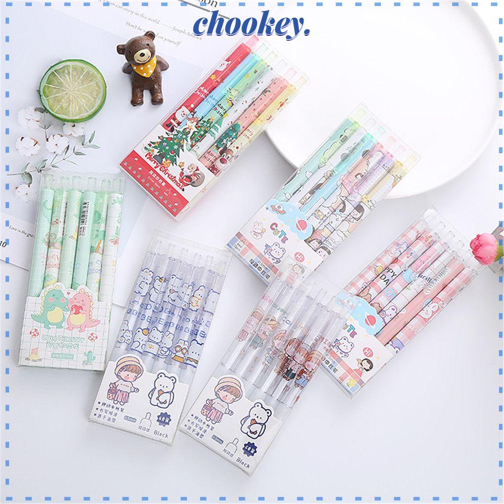 Set 6 Bút Gel Đen Mau Khô Dễ Thương Cho Học Sinh