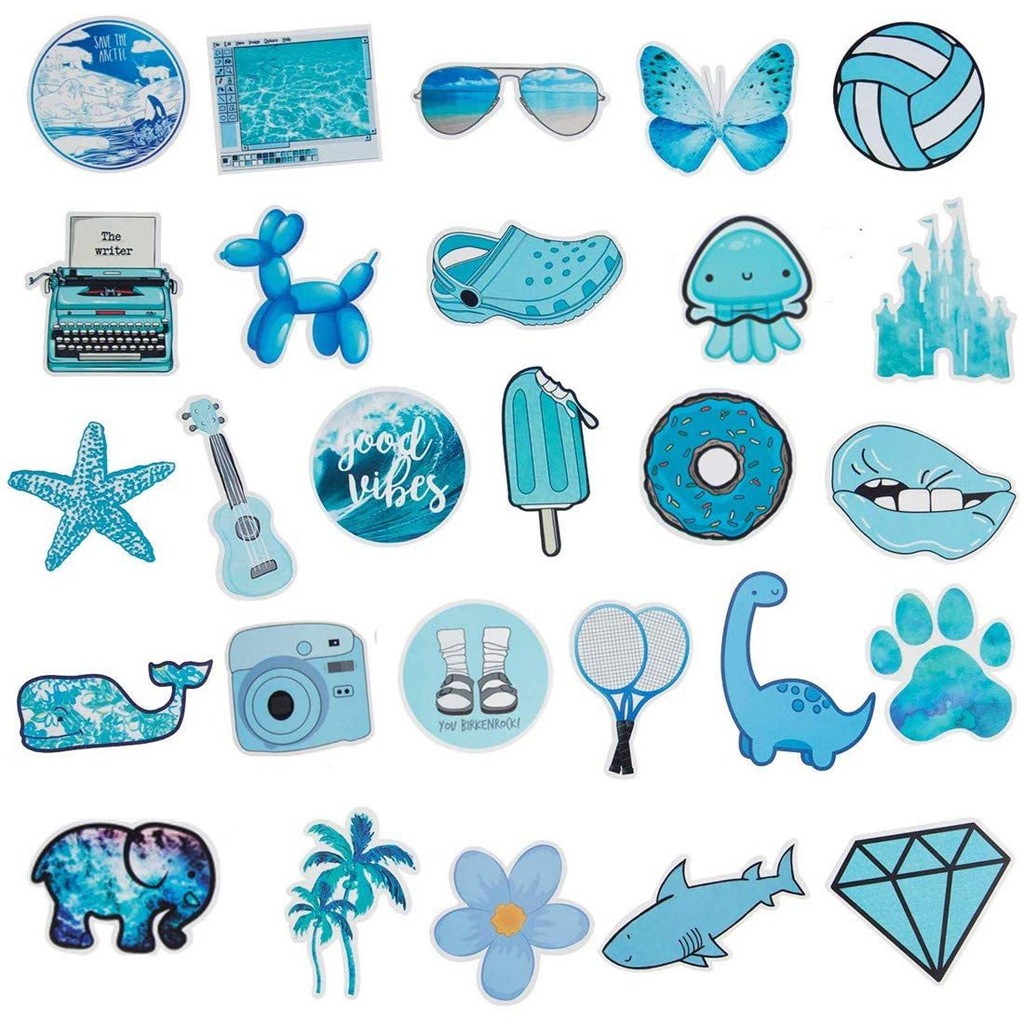 Sticker chủ đề màu xanh  dán laptop,máy tính điện thoại...