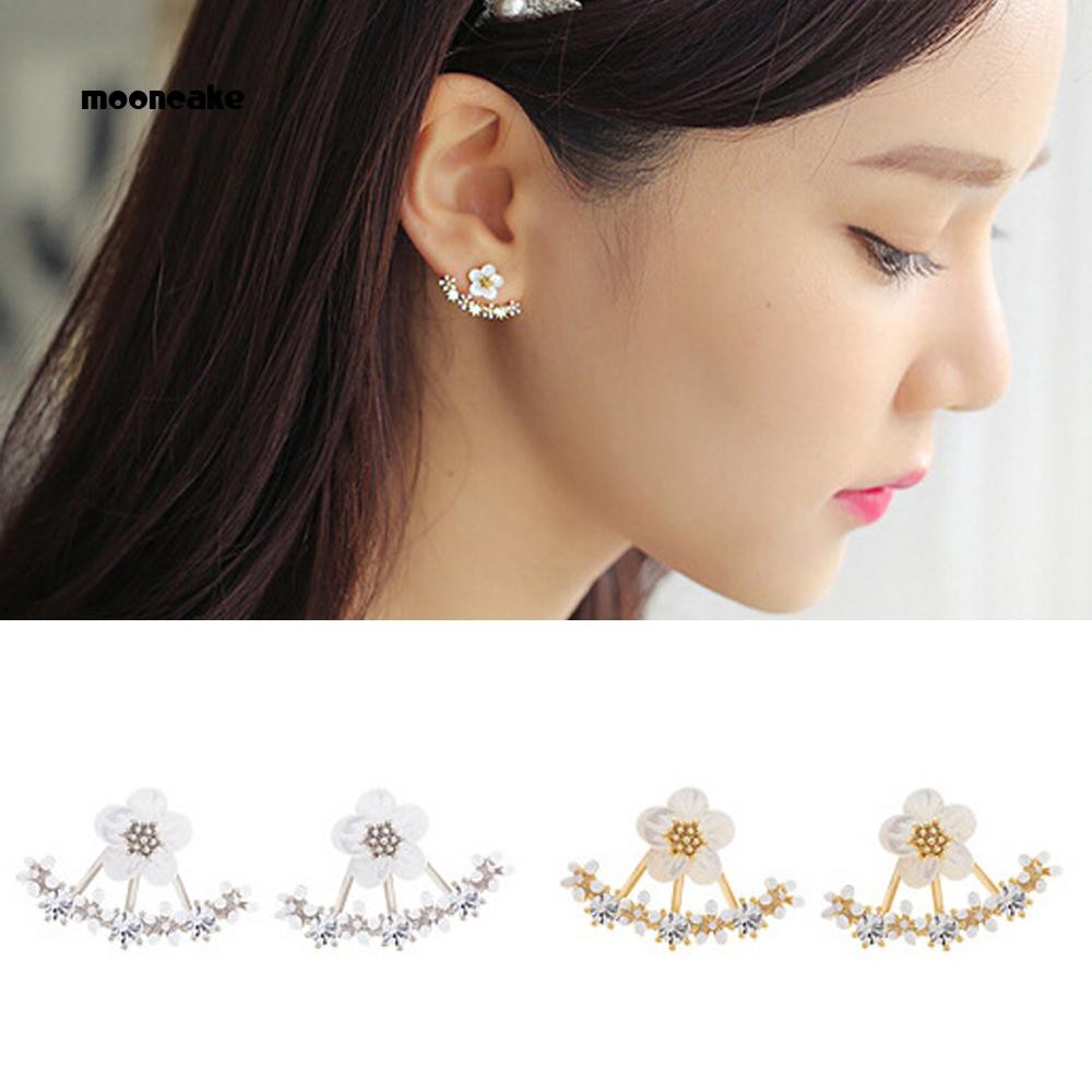 Khuyên tai hình bông hoa đính đá phong cách Hàn Quốc thanh lịch dành cho nữ