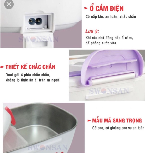 Hộp cơm HÂM NÓNG ruột inox(inox 304)