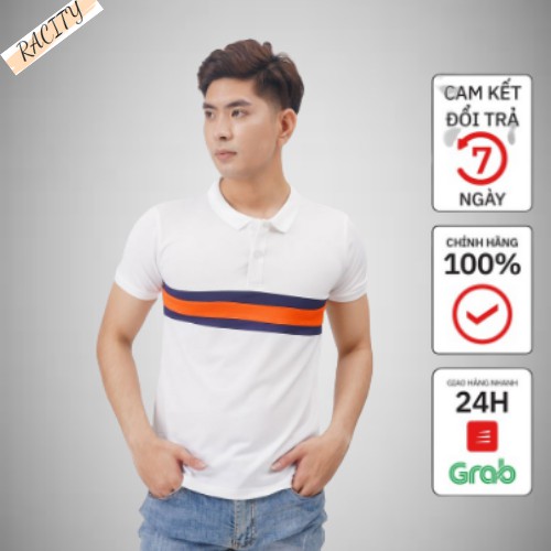 Áo Phông Nam có cổ bẻ đẹp tay ngắn thun cotton kẻ ngang RACITY AT128