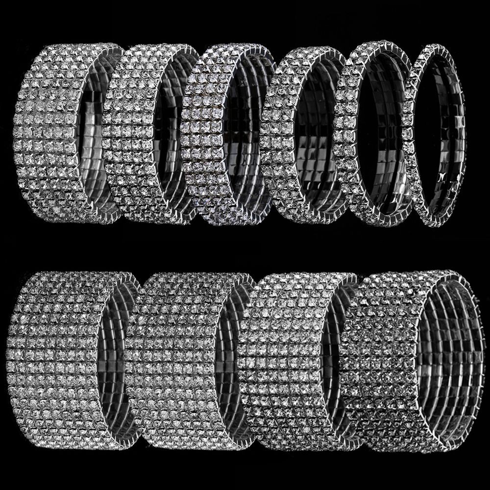 Vòng Tay Co Giãn Thời Trang Cho Cô Dâu 1-10 Hàng|Vòng Tay Co Giãn Đính Đá Lấp Lánh Cho Nữ