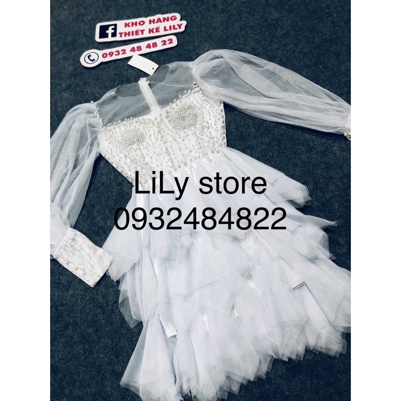 Đầm xoè tay phồng đính cườm ( ảnh và video thật 10000%)