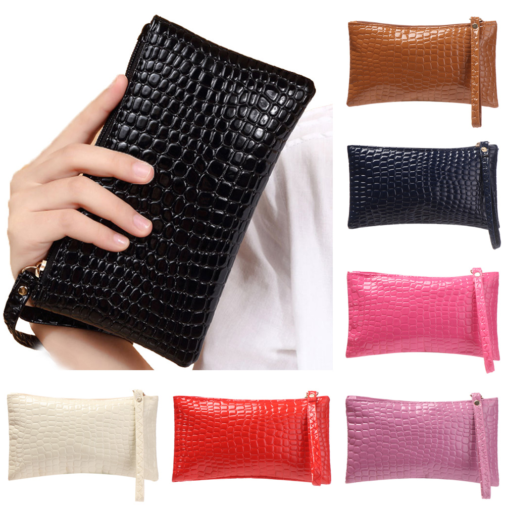 Ví Da Pu Cầm Tay Chống Nước Màu Trơn Cho Nữ