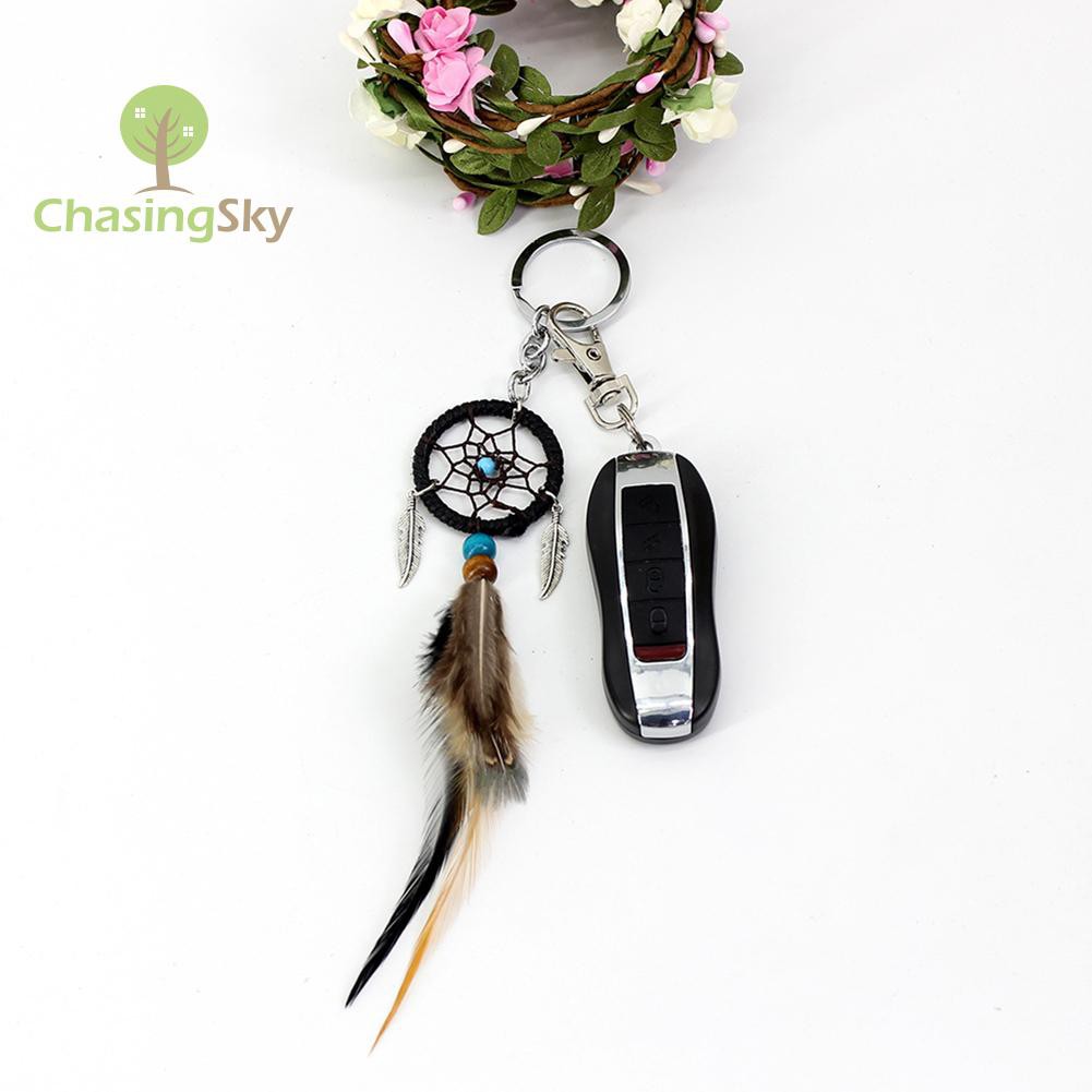 Móc Khóa Hình Dreamcatcher Mini Đính Lông Vũ Xinh Xắn