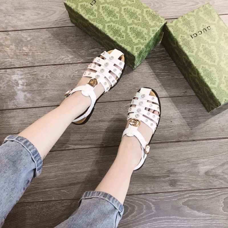Sandal gc giọ viền đá đế bệt fullbox