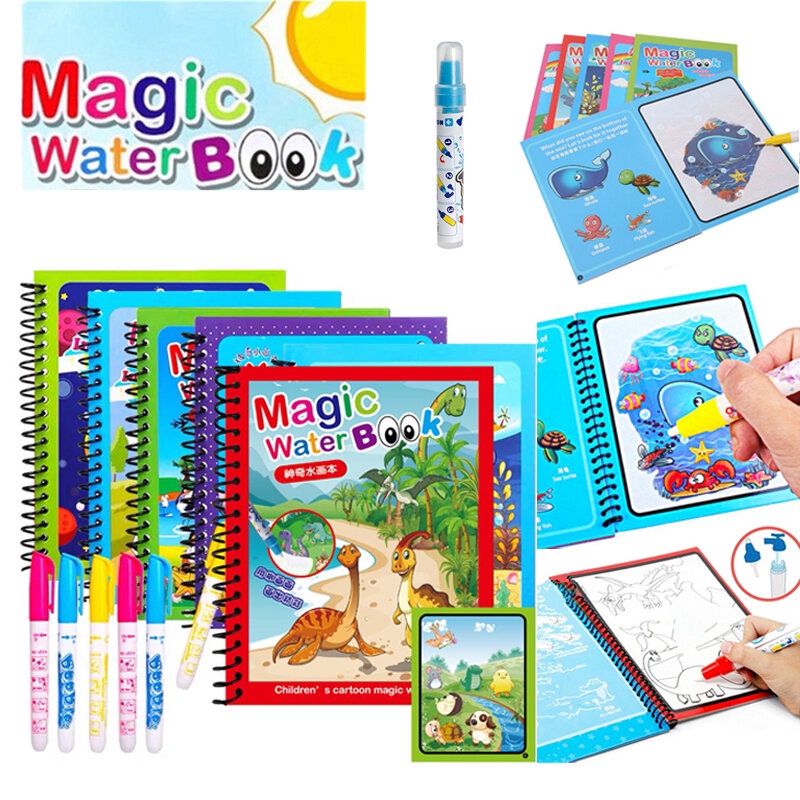 Đồ Chơi Sách Tô Màu Nước Ma Thuật Tự Xóa Nhiều Chủ Đề Cho Bé - Tranh Tô Màu Nước Magic Book