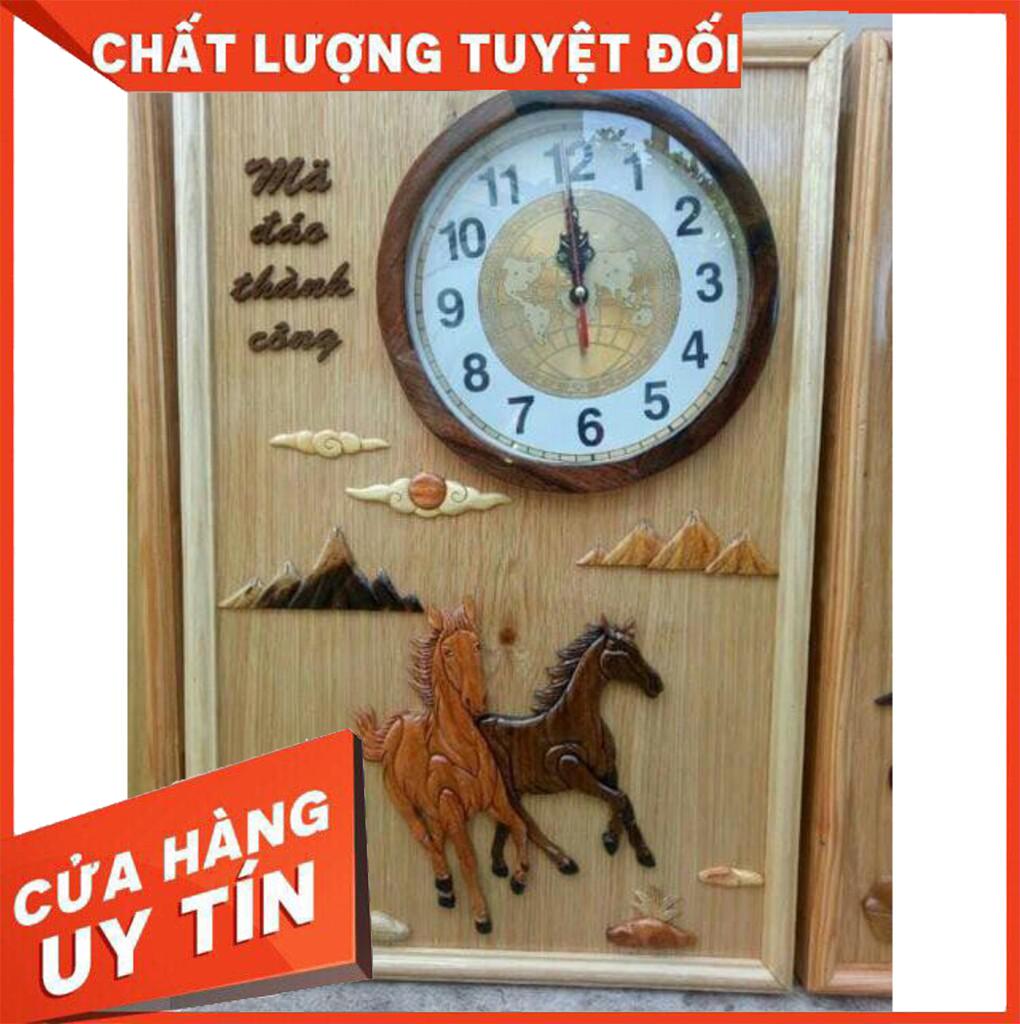 Tranh đồng hồ gỗ mã đáo thành công Nội Thất