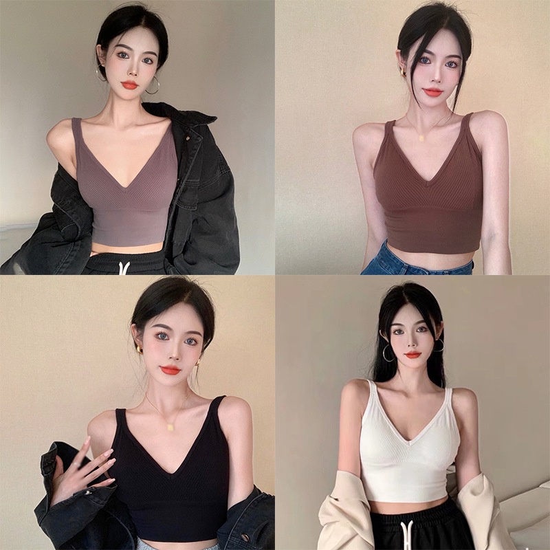 Áo tanktop hai dây màu sắc đơn giản cho nữ