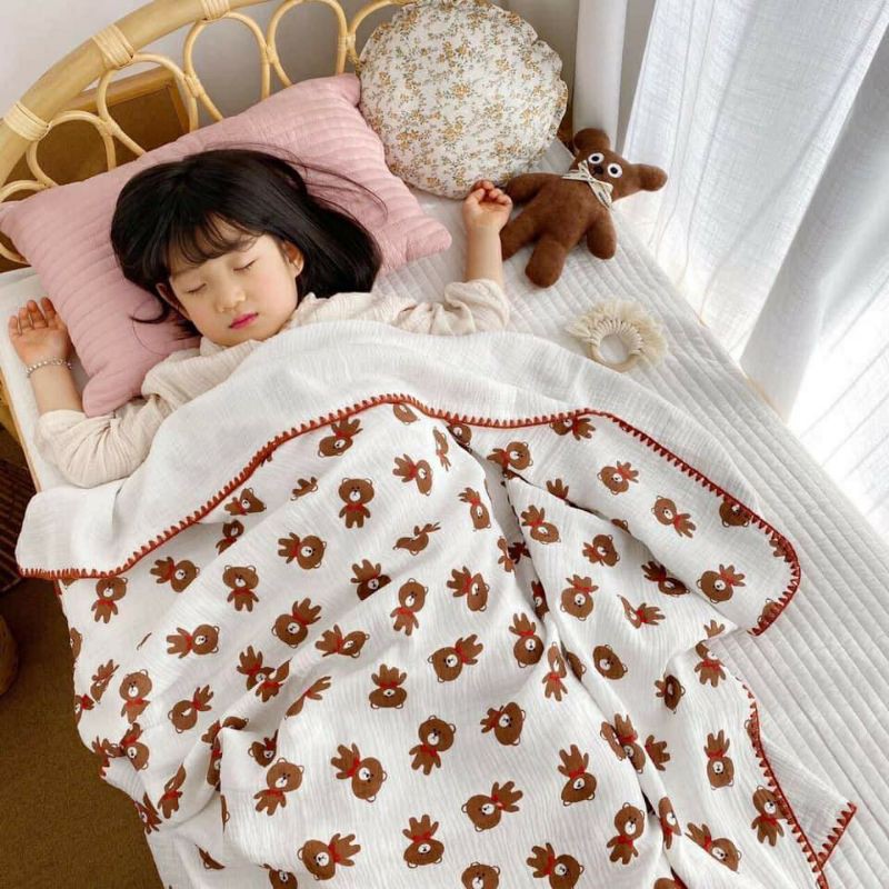 Chăn xô bo viền cotton 10 lớp