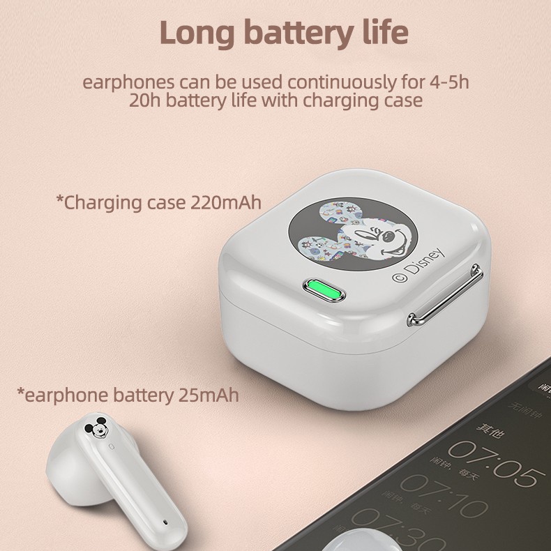 Tai nghe nhét tai không dây DISNEY H01 bluetooth 5.2 chống thấm nước loại bỏ tiếng ồn chất lượng cao tiện lợi