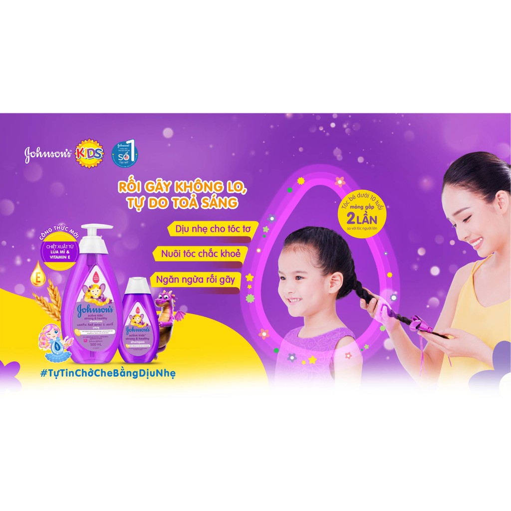 Dầu Gội Giúp Tóc Chắc Khỏe Cho Bé Gái Johnsons Baby Active Kids Strong Healthy Shampoo