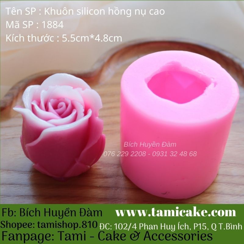 Khuôn silicon hoa hồng nụ cao 1884