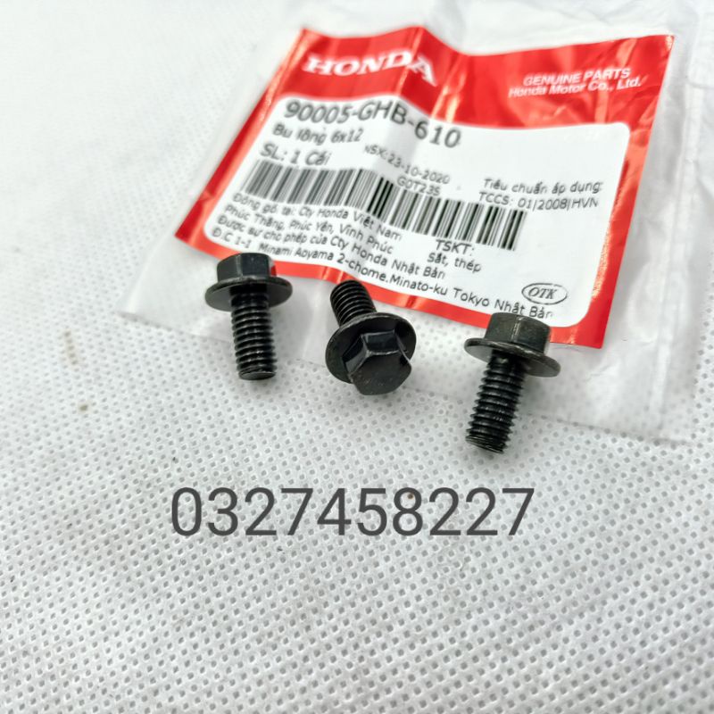 3 ốc bắt nắp nhựa nồi xe WAVE , FUTURE 2, NEO, X....zin. bu lông 6x12