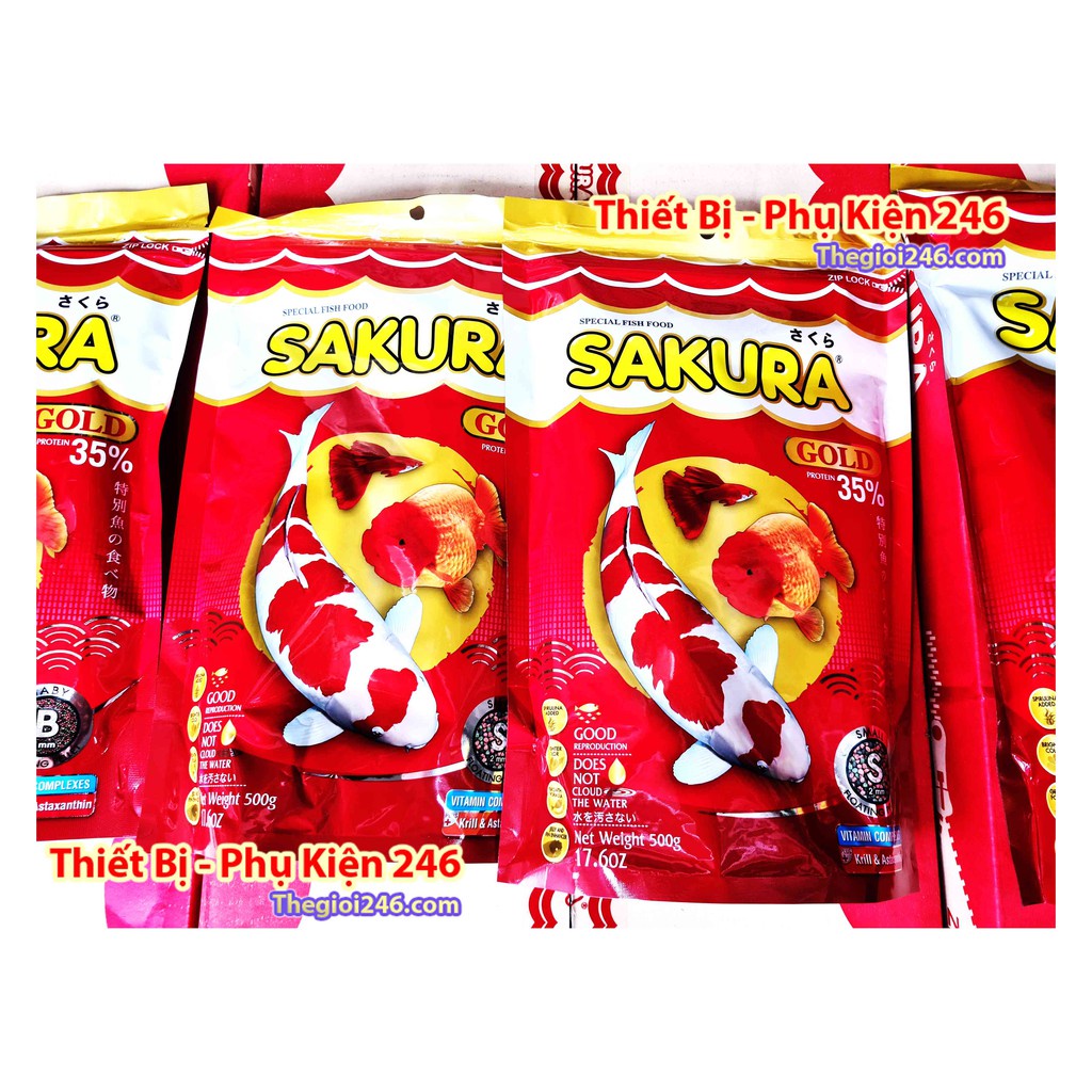Thức ăn cho cá cảnh Sakura Gold S- 2mm(500g)