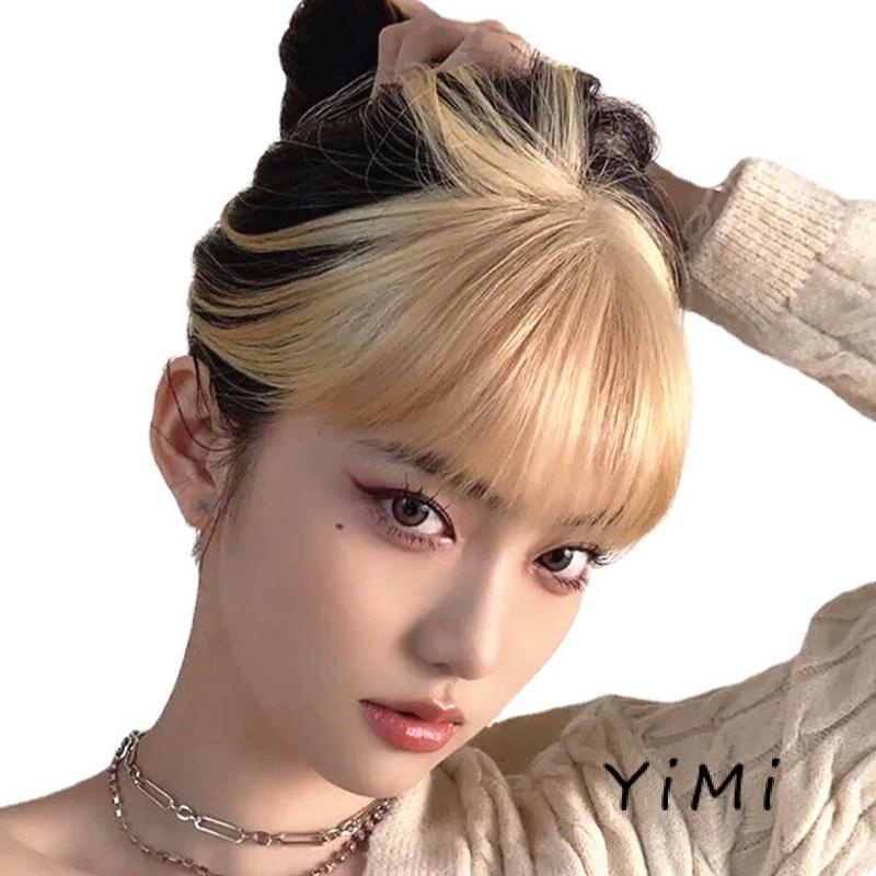 Tóc mái bằng giả nhuộm tông vàng thời trang