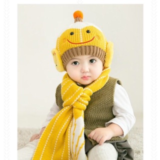Set nón len khăn choàng cho bé