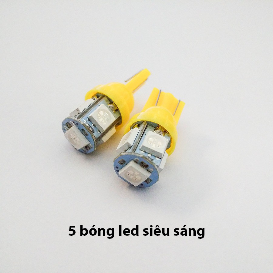 Bộ 2 đèn LED demi, Sương mù, Led đồng hồ Biển số chân T10 LED 5050 đủ màu