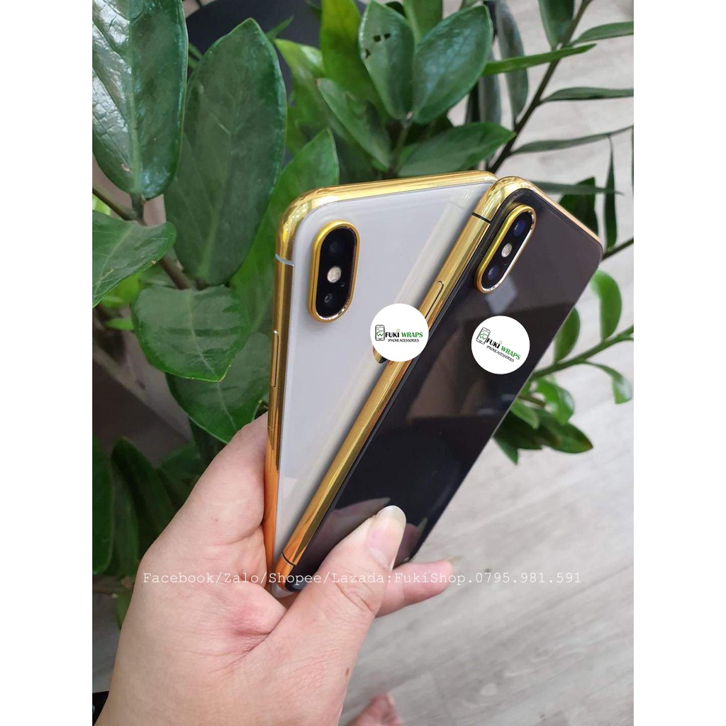 COMBO Viền Vàng Kết Hợp Film Trong Suốt FULL TOÀN BỘ MÁY Dành cho 11 PRO MAX XSMAX X XS XR 6PLUS 7PLUS 8PLUS 5 6 7 8