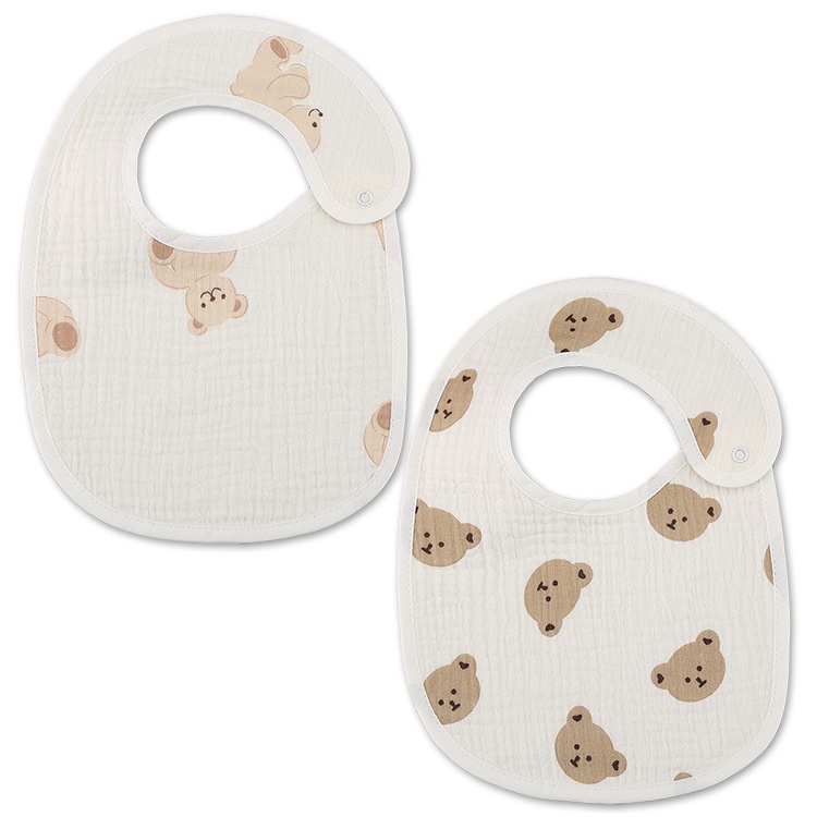 Bộ 2 Yếm Ăn cotton Chống Thấm Nước Xinh Xắn Tiện Dụng Cho Bé
