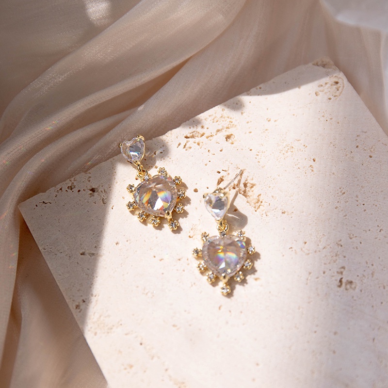 Bông Tai Mạ Bạc Hình Tròn Mặt Trái Tim Phong Cách Ngọt Ngào Thời Trang 2022