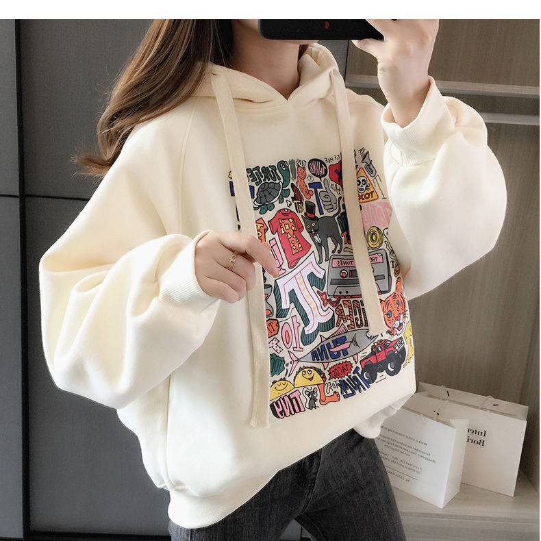 Áo Hoodie Dáng Rộng Dễ Thương Thoải Mái Phong Cách Hàn Quốc Cho Nữ