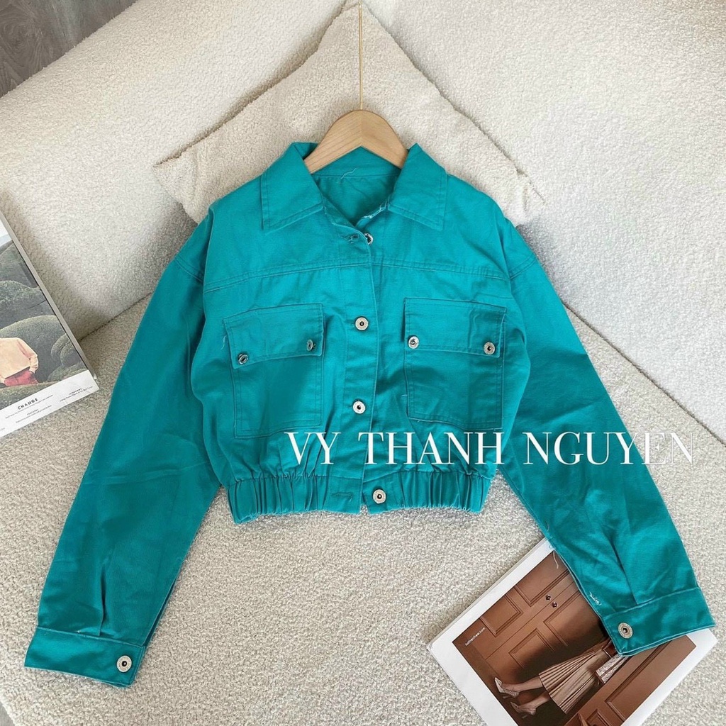 Áo kaki, jean nữ croptop, đủ màu sắc trẻ trung,có túi hộp,cổ bẻ,vải mềm mại, free size từ 35_75kg