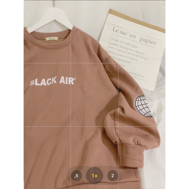 ÁO Nỉ From Rộng Black Air Nữ 🏵[FREESHIP] Sweater tay bồng in hình oversize màu lạ cá tính | BigBuy360 - bigbuy360.vn