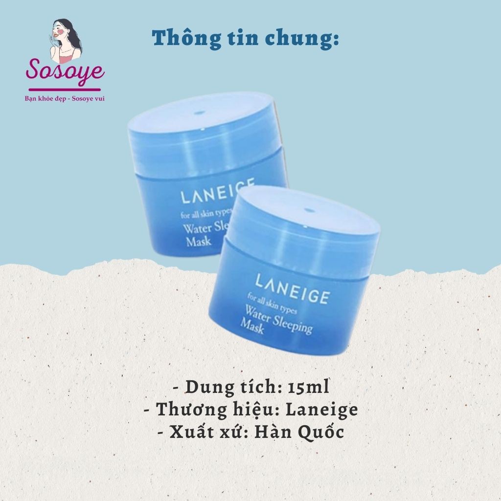 Mặt Nạ Ngủ Dưỡng Ẩm Da Laneige Water Sleeping Mask Mini 15ml (Mẫu 2020)