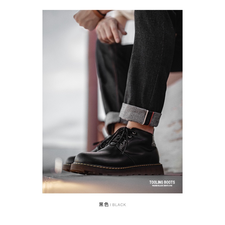 Giày bốt martin Maden màu đen phong cách Anh