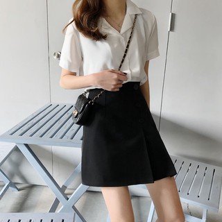 ORDER 7 NGÀY - chân váy chữ A đen
