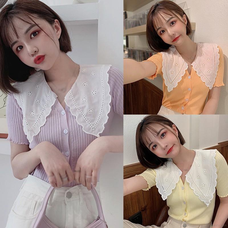 Áo cardigan cho nữ phối ren phong cách Hàn Quốc xinh xắn